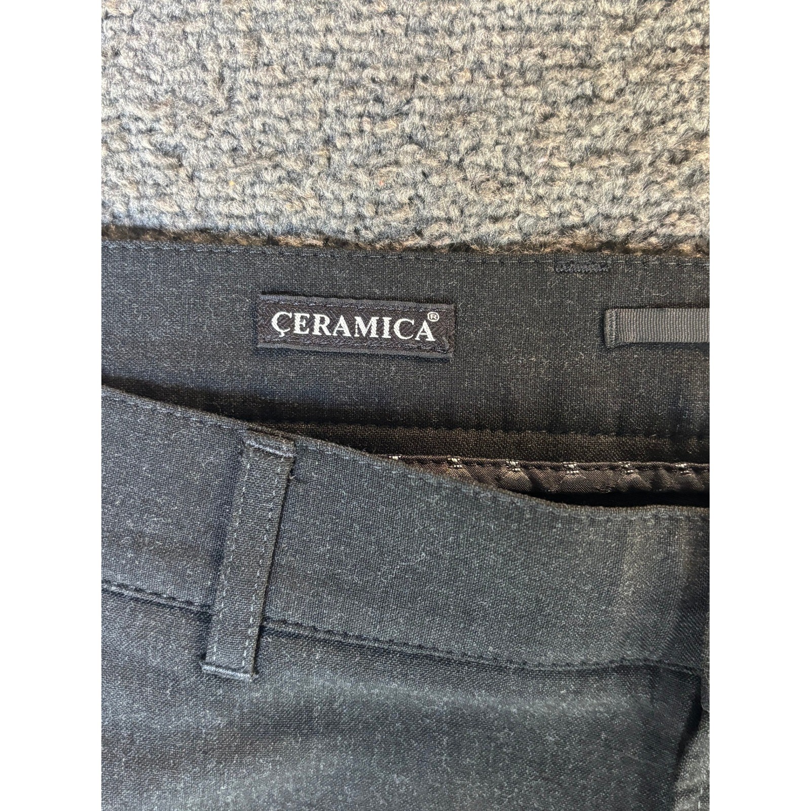 ALBERTO CERAMICA Men Pants Comfort Fit Charcoal Gray Flat Front Trousers SZ 58