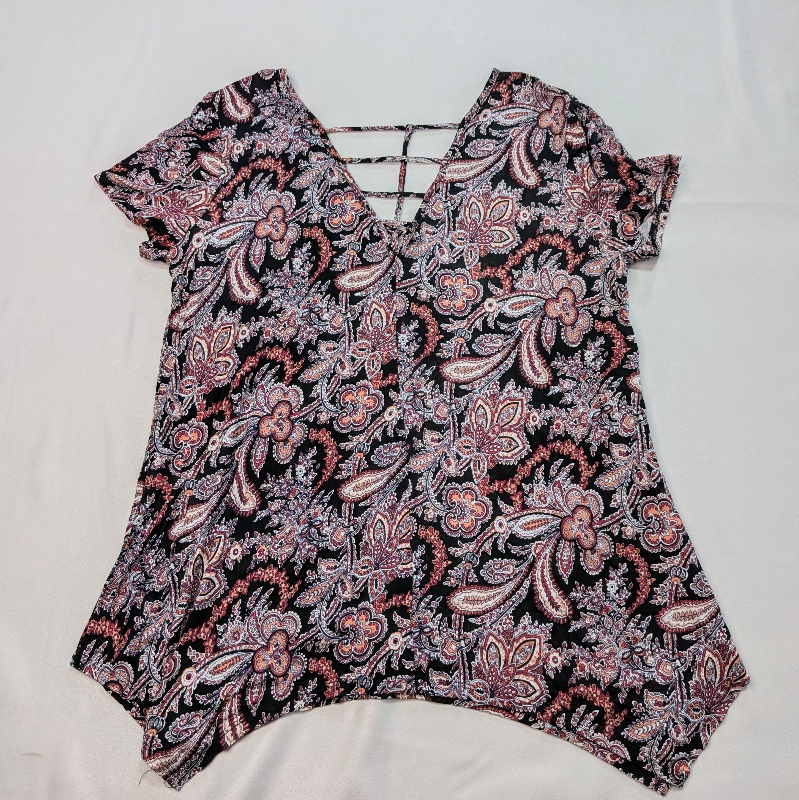Daytrip Brand multi-color Sleeve Poly/spandex Blouse XXL deep V back