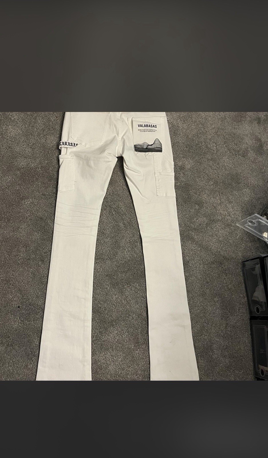 VALABASAS Men’s White Light Wash Skinny Slim Fit Denim Jeans Cargo Pocket NWT