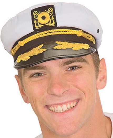 ADULT YACHT BOAT SHIP SAILOR CAPTAIN COSTUME HAT CAP NAVY MARINE ADMIRAL WHITE
