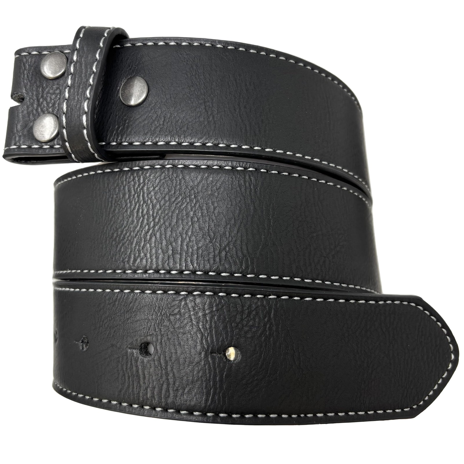 BC Belts Leather Belt Strap with Vintage Medium (32-34″ Waist), Black – White