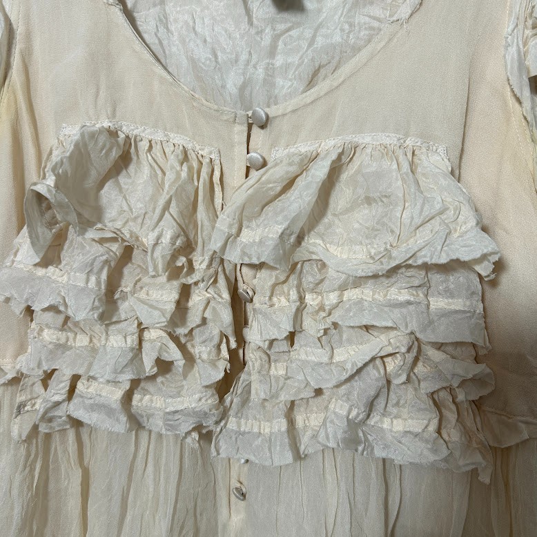 Robert Rodriguez Silk Top Womens 6 Cream Ruffle Victorian Romantic Goth Vamp