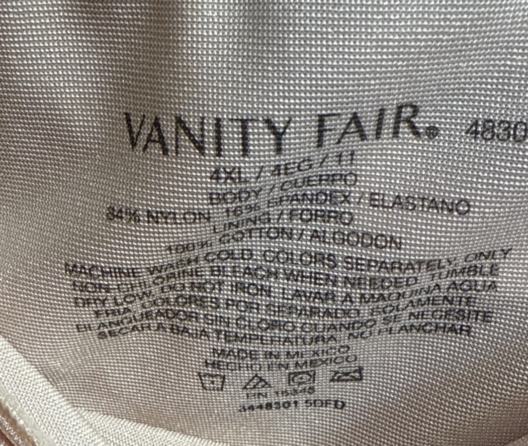 4XL/11 Vanity Fair Radiant UNDERSHAPERS Hi-Cut 3-Pk Walnut/Sheer/Midnight Black