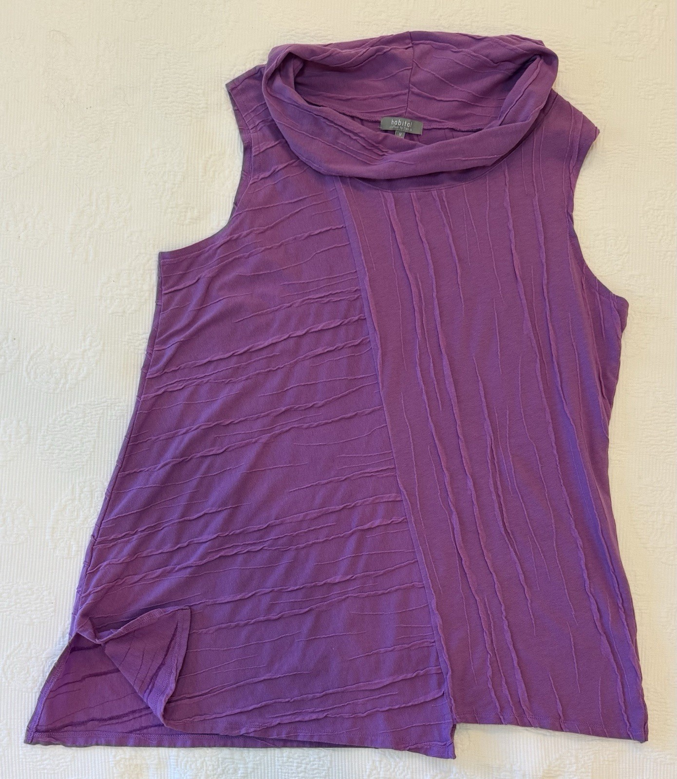 Habitat Beautiful Fuchsia Purple Lagenlook Long Top Blouse W/ Cowel Collar – M.