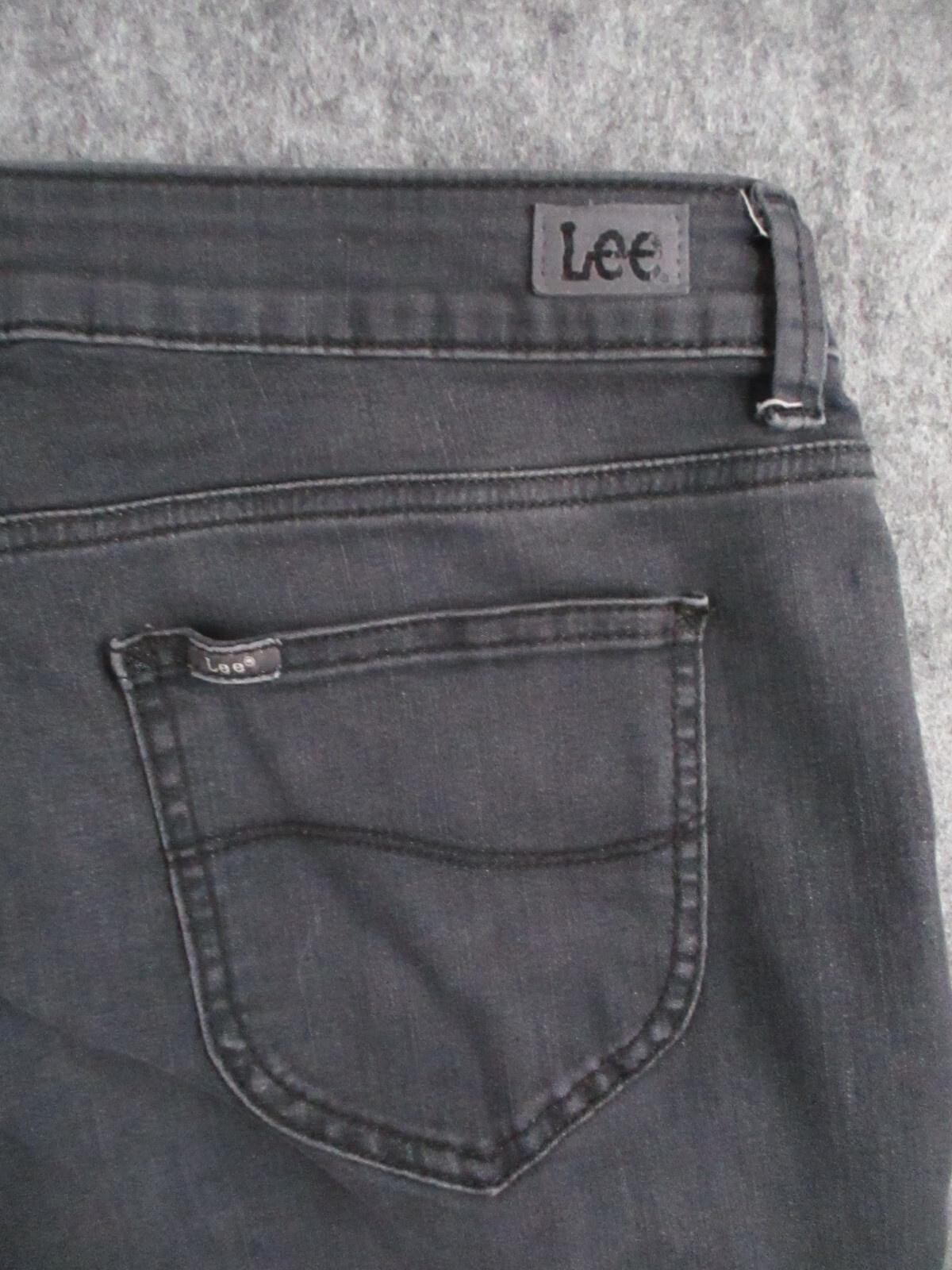 Lee Straight Jeans Womens 12 Gray Charcoal Wash Mid Rise Stretch Shaping 32×30
