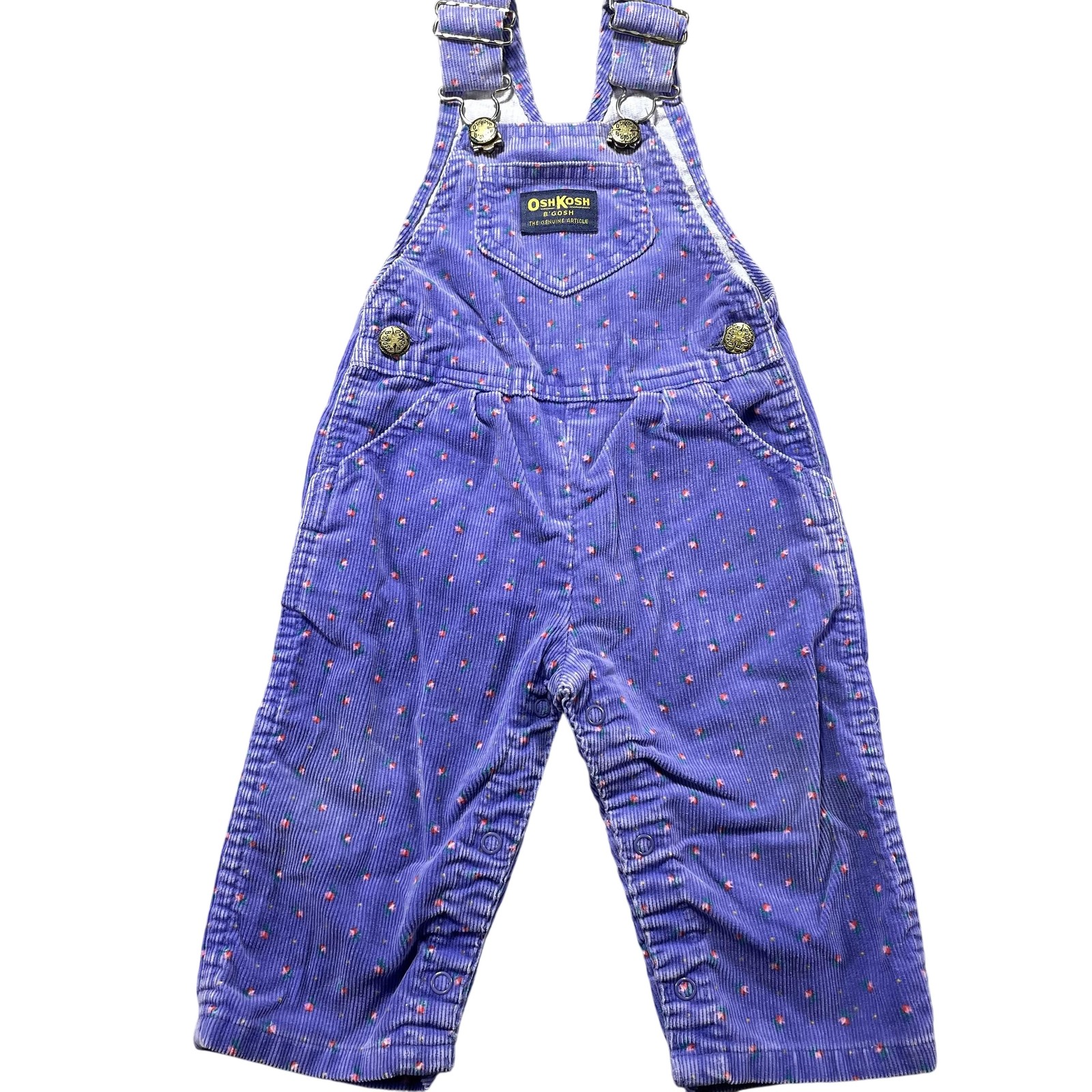 Vintage OshKosh B’gosh Vestbak Overalls Girls 12M Purple Corduroy Floral USA