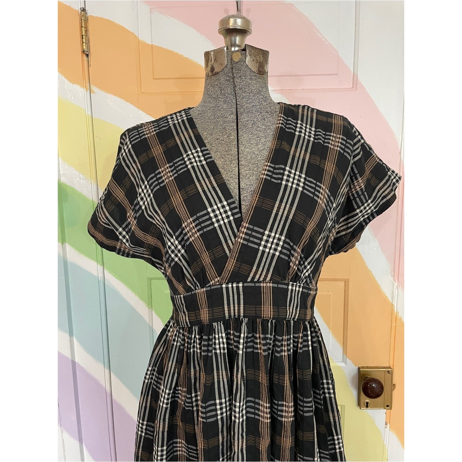 HATCH Tuckernuck Carolina Black Multi Plaid Maternity Maxi Dress Sz 0/XS 🧡🎀