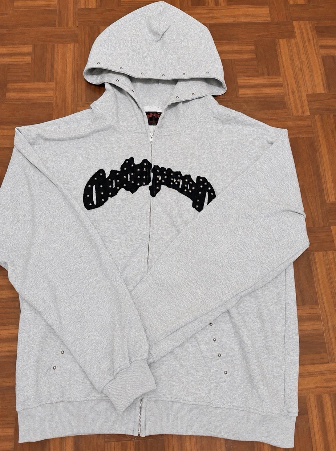 Godspeed Gray Studded Full-Zip Fleece Hoodie & Pants Tracksuit Set, L