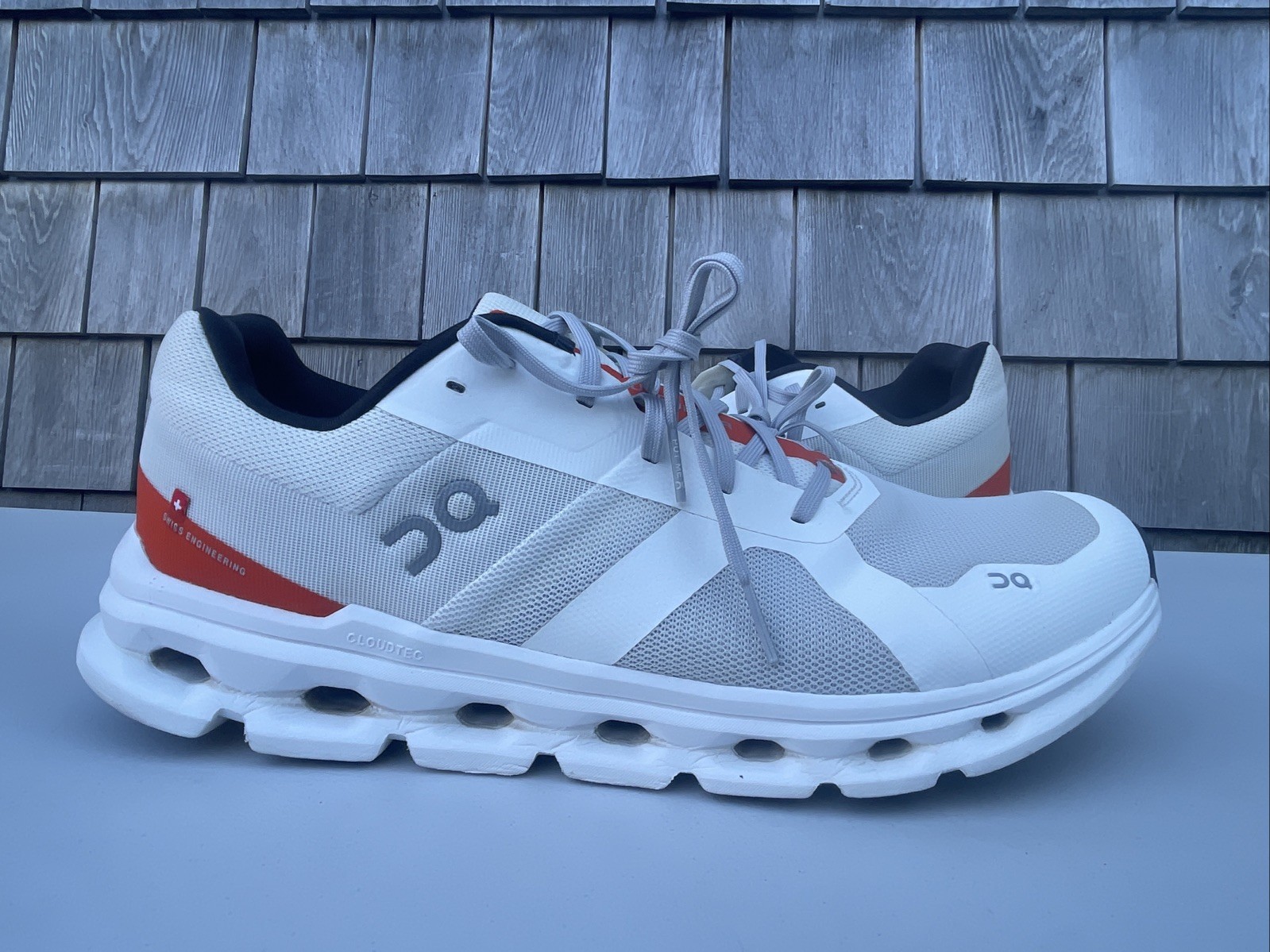 On Cloudrunner Low Top Athletic Sneakers Shoes White Gray Orange Men’s Size 14