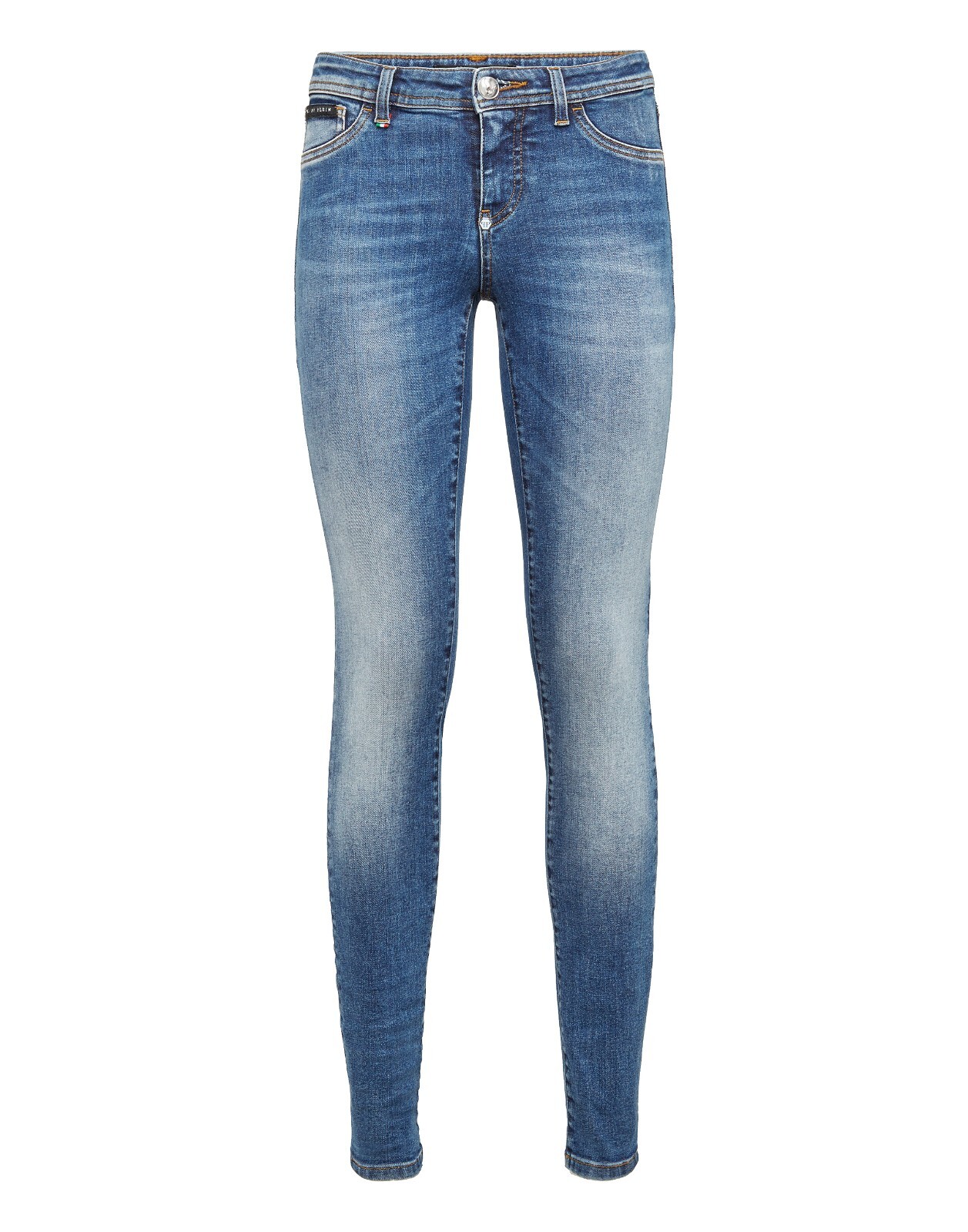 PHILIPP PLEIN ARINA Women’s Jegging Crocco Logo Blue Jeans Size 32 F18C