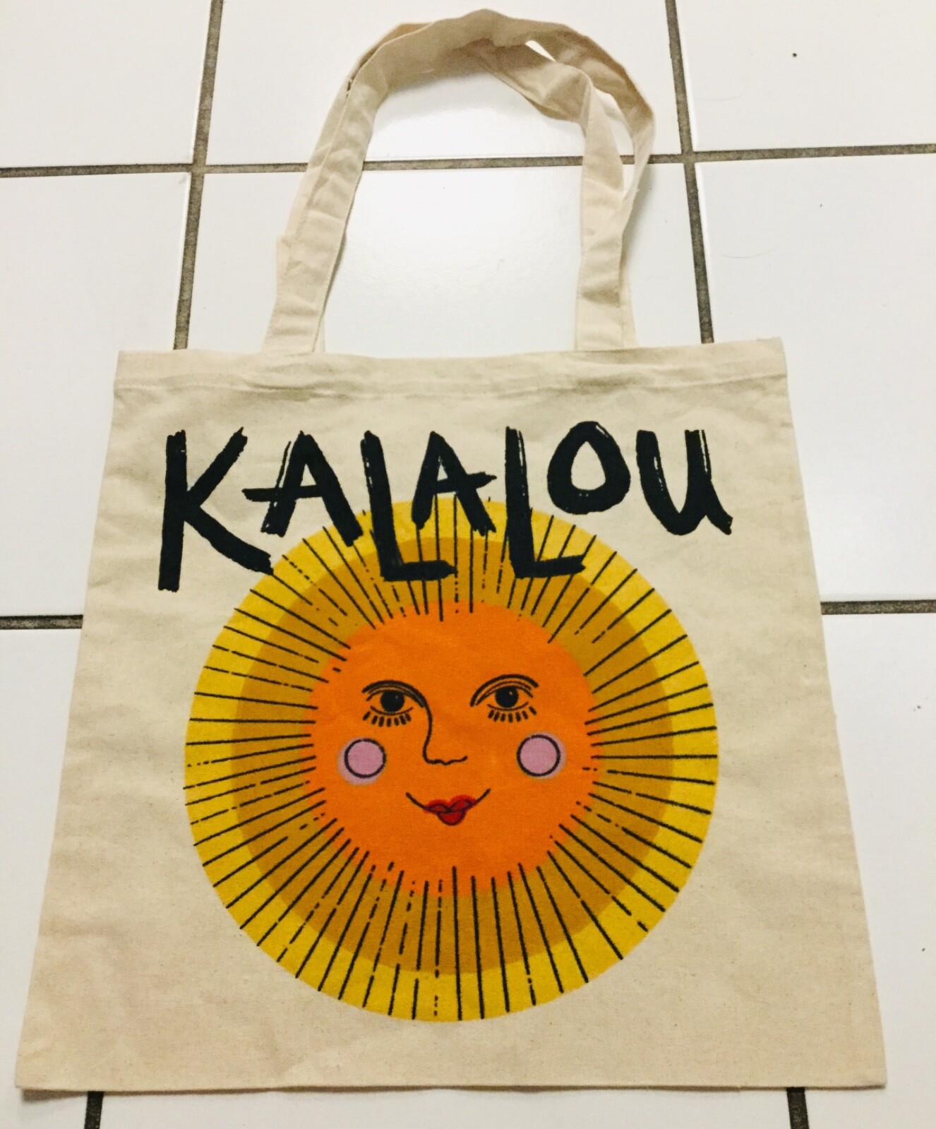KALALOU Home Decor Tote BAG Decor Canvas Shopping NWOT Happy Sun