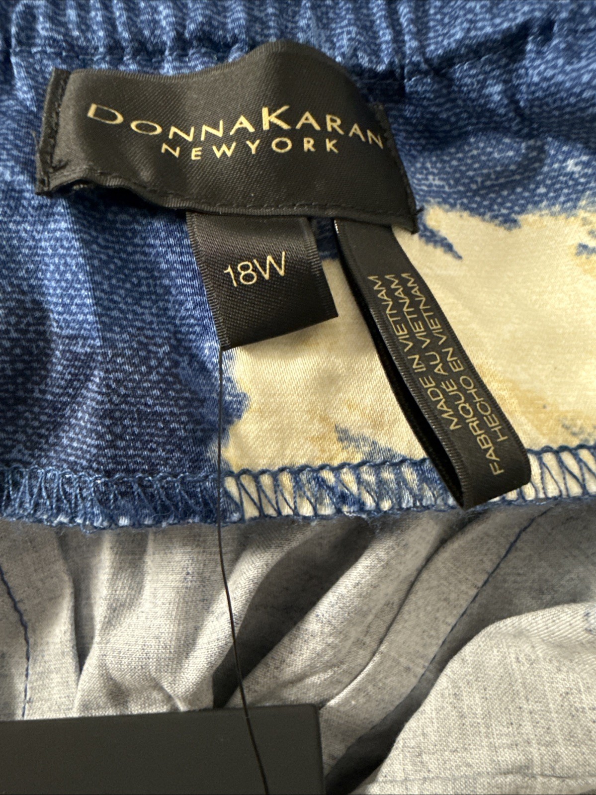 Donna Karan New York 18W Blue Floral Halter Midi Dress Belted Cotton