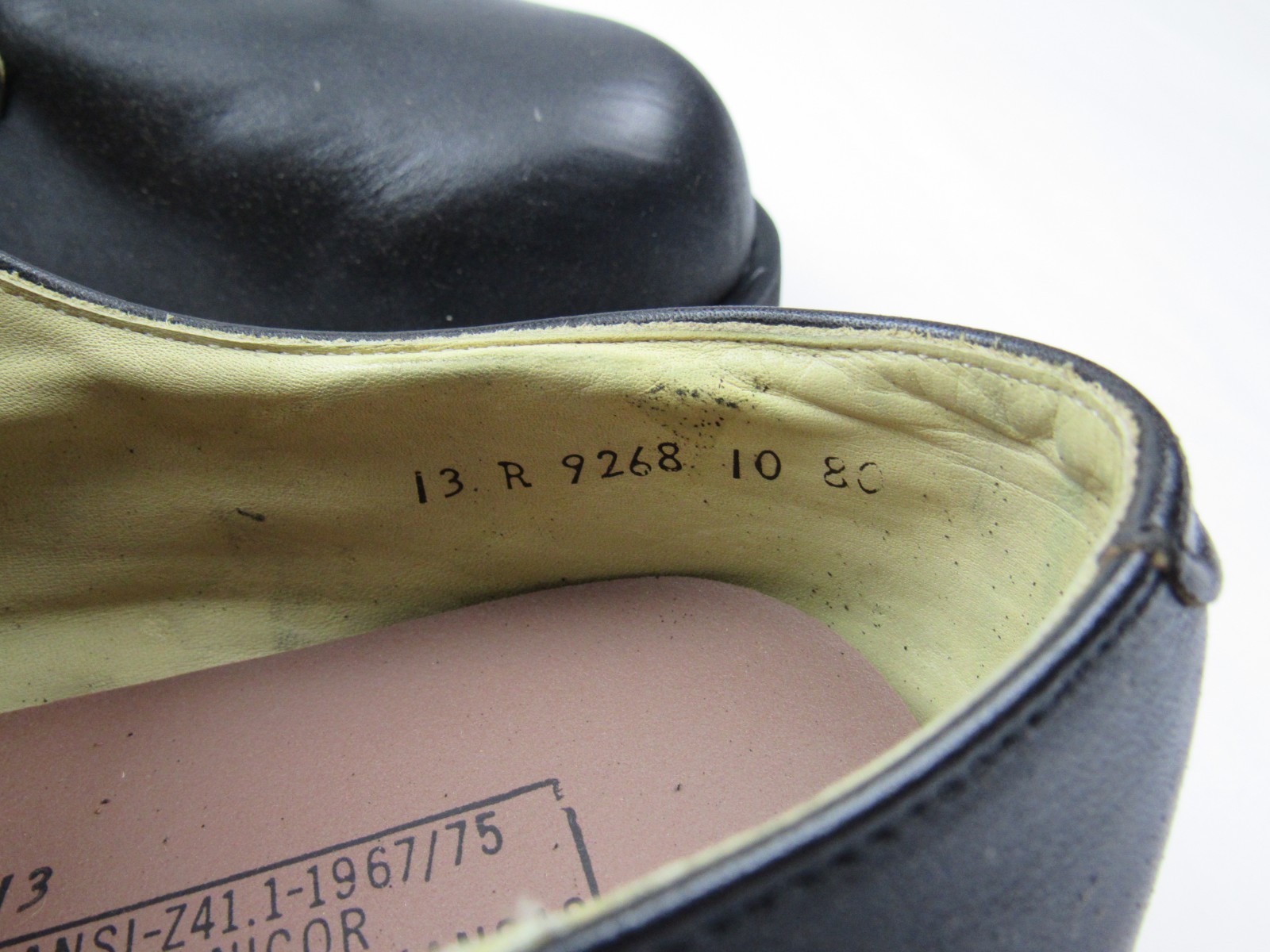 Vtg NOS 1970s Unicor Black Prison Issue Leather Derby Shoes Size 13 R Plainsman