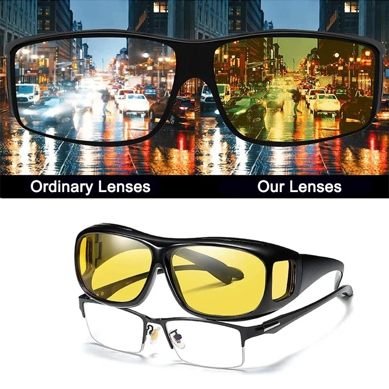 Night Driving Glasses HD Anti Glare Vision Polarized Yellow Lens Tinted Unisexs