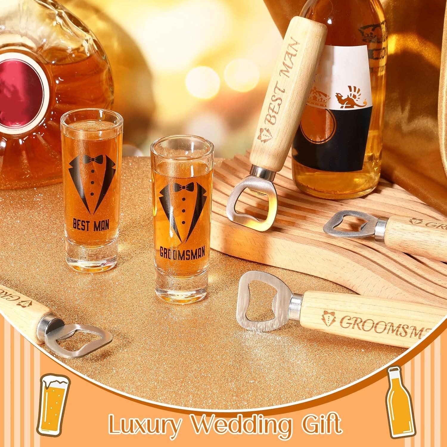 12 Pcs Groomsmen Proposal Shot Glasses and Beer as shown in the picture