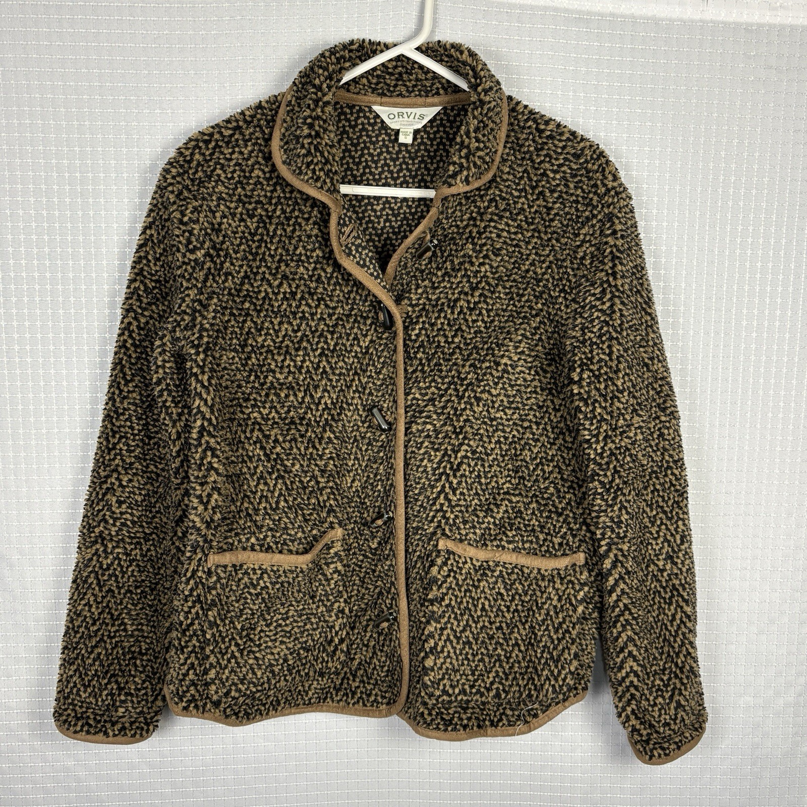Vintage Orvis Berber Fleece Field Jacket Womens Small Toggle Button Barn Chore