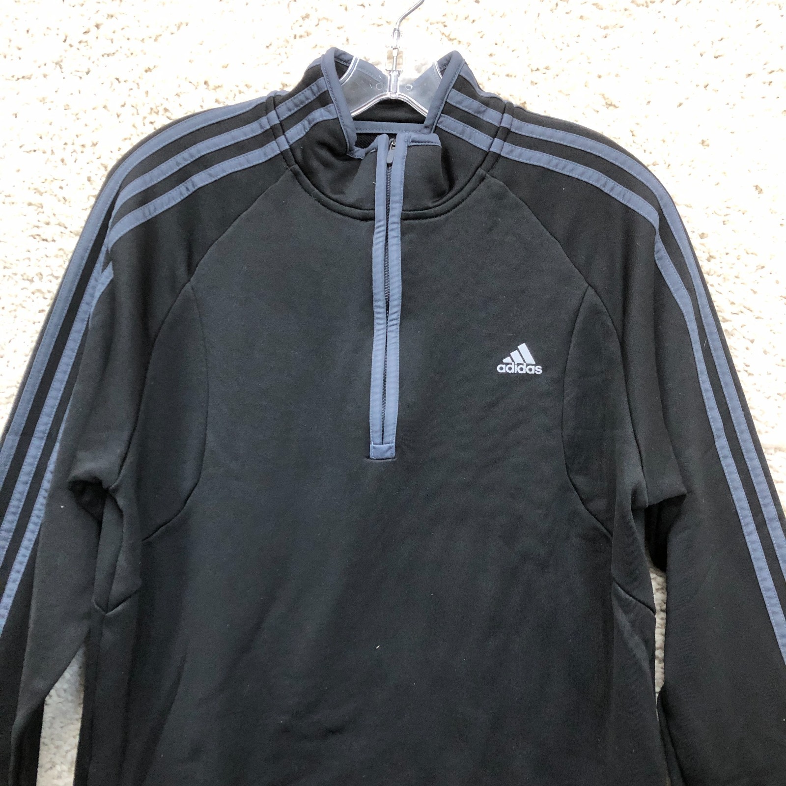 Adidas Track Jacket Medium Mens Black 1/4 Zip Pullover Raglan Sleeve Athletic M