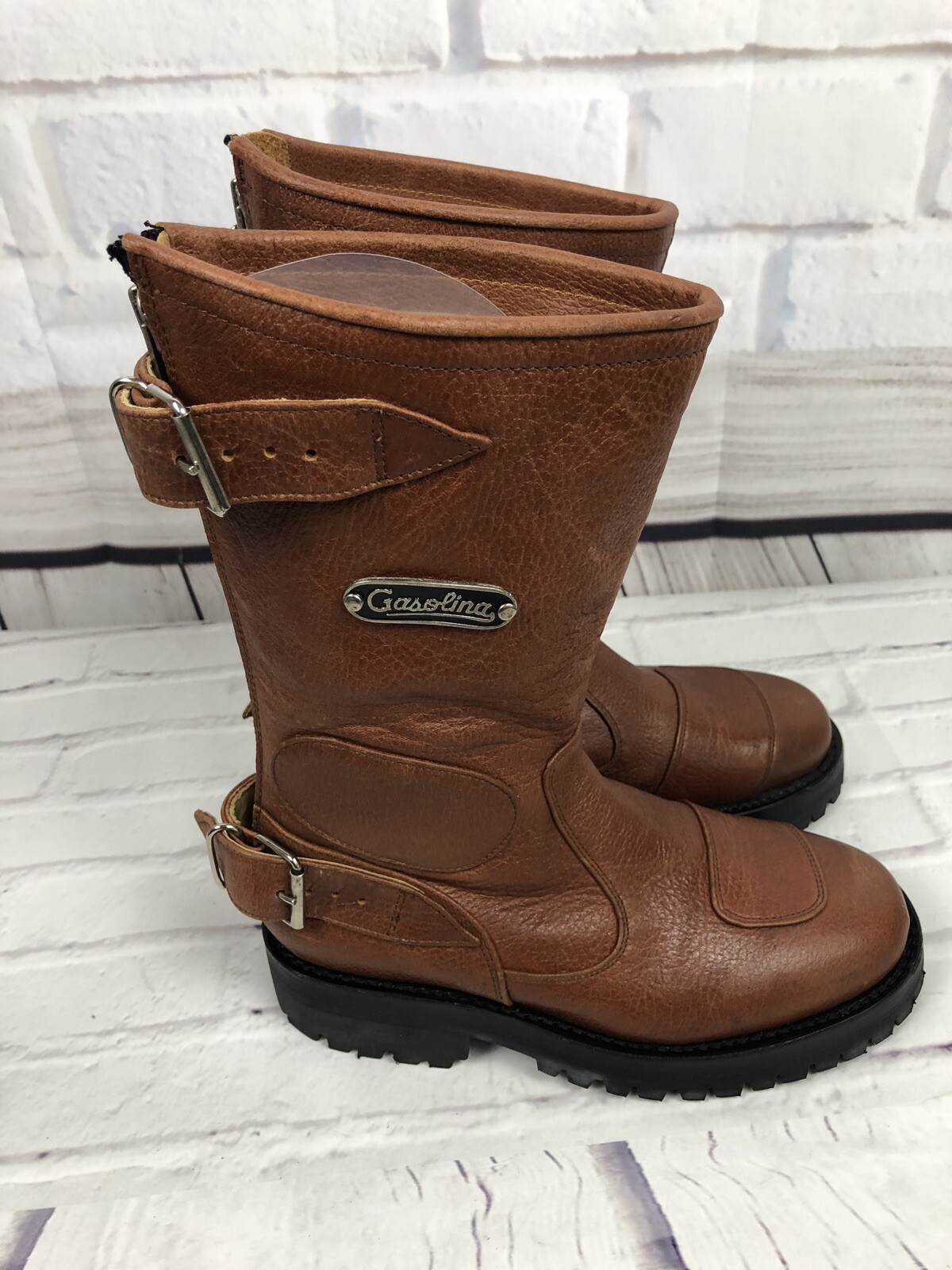 NEW Gasolina Men’s High Octane Hand Made Brown Motorcycle Boots Size 5.5 D