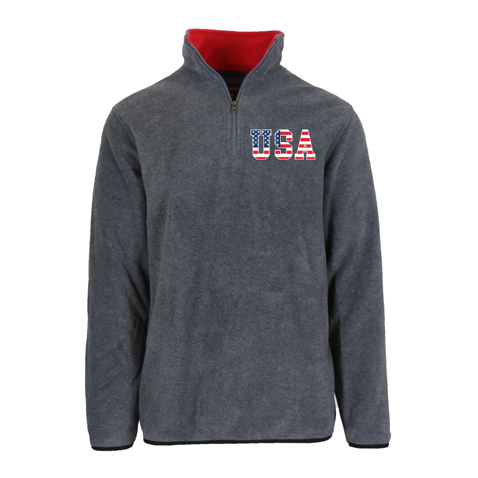 Men’s USA 1/4 Zip Thermal Fleece Pullover Long Sleeve Embroidered Sweatshirt