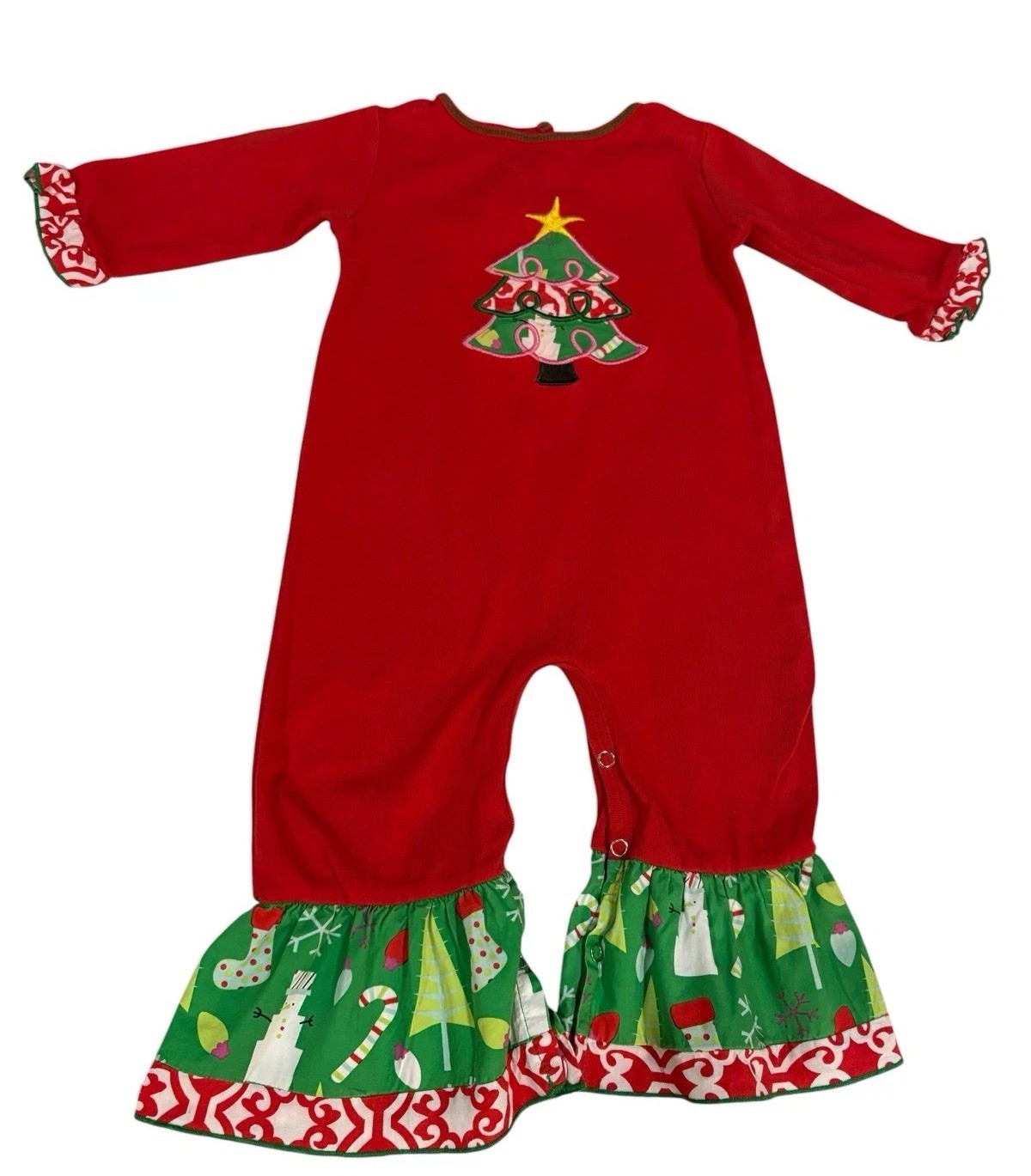 Ann Loren Baby Girl Christmas Romper 24M Red Tree Applique Holiday Outfit