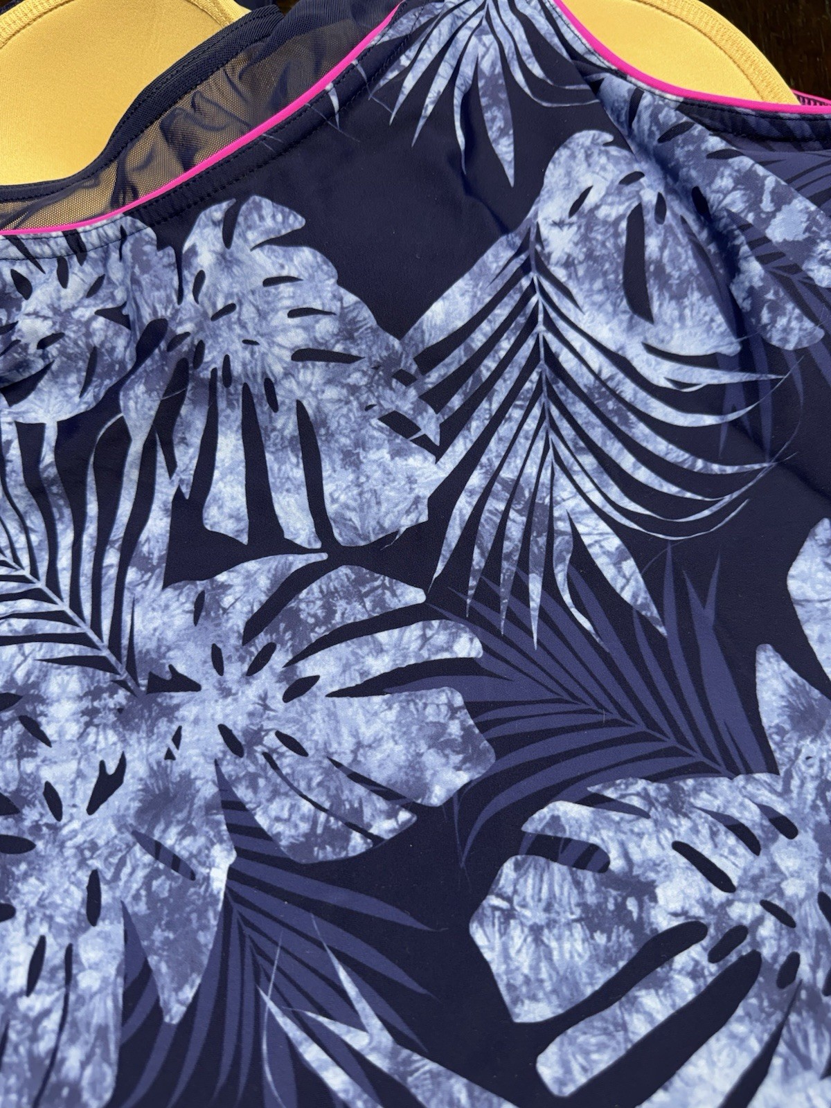BRAND NEW Women’s Tankini ZeroXposur Size 18W Blue Tropical Print Pink Trim
