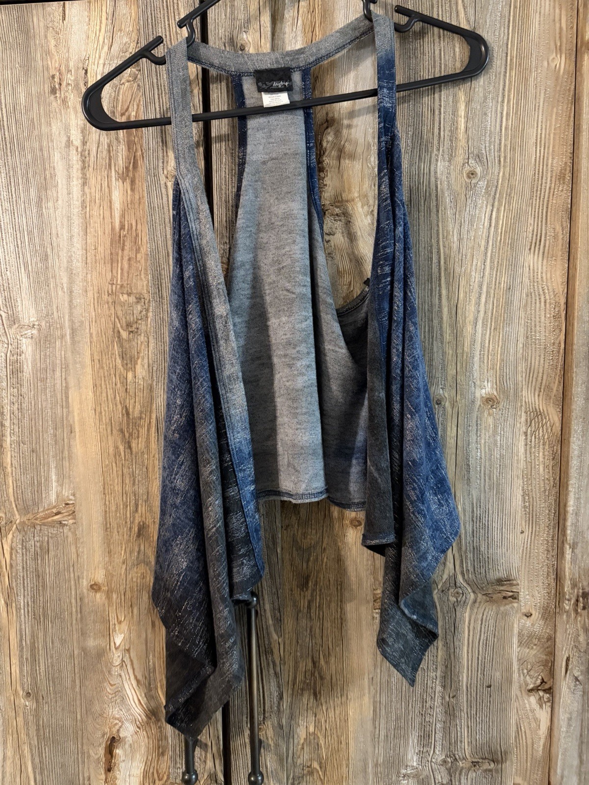 Women’s Blue/Gray Knit Open-Front Lightweight Cardigan vest, Daytrip