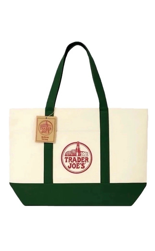 Trader Joe’s Large Canvas Tote Limited Edition Green (New with Tag) 20x14x6.5