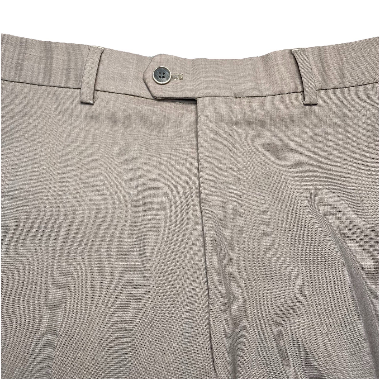 Hiltl Perfetto David So Pants 35/38 (36×30.5 Cuffed) Wool Blend Flat Front Taupe