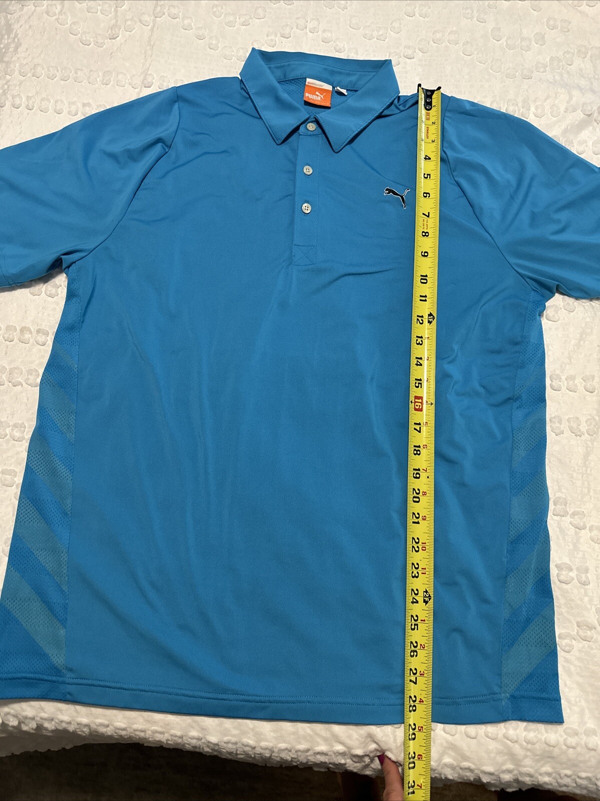 Puma cobra golf L aqua blue micro fiber polo shirt