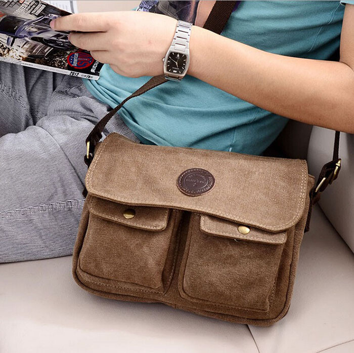 Men’s Canvas Cross Body Bag Messenger Shoulder Book Bags School Satchel Vintage