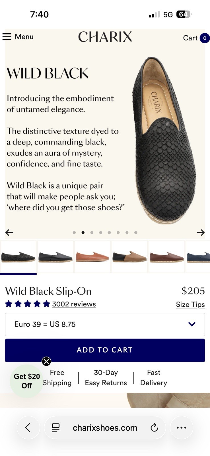 Charix Wild Black Embossed Leather Slip On Flats Women Size 39 US 8.75