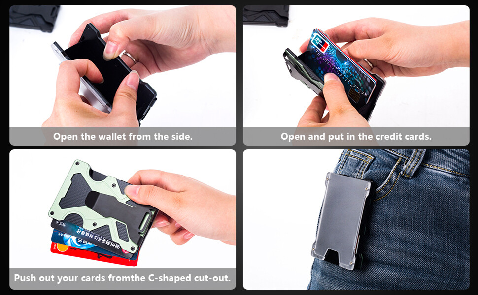 Men Wallet Slim Metal Wallet Tactical Card Holder RFID Money Clip Wallet Men