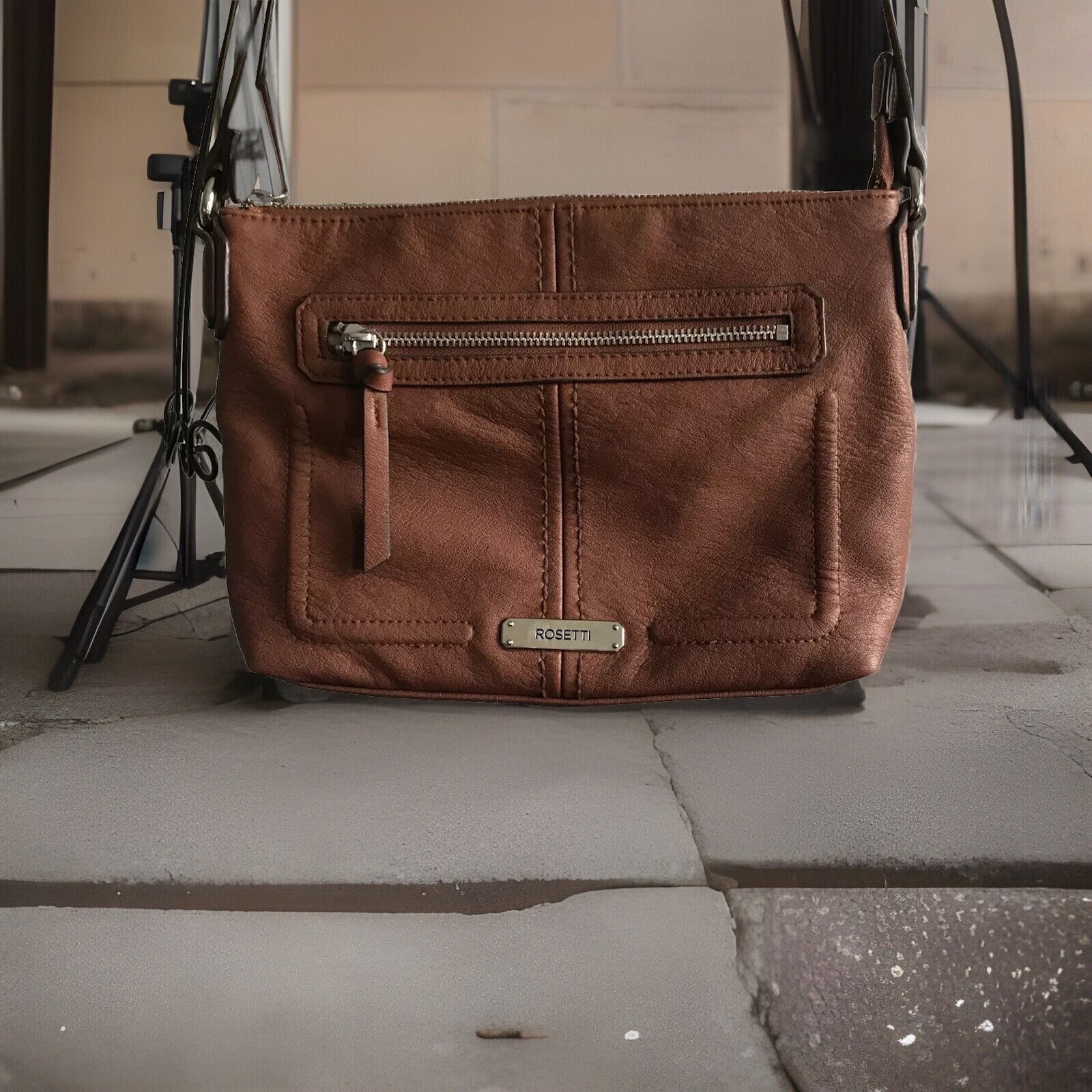 Rosetti Crossbody Handbag Soft 100% Polyurethane RN # 108833 Zip Pockets.
