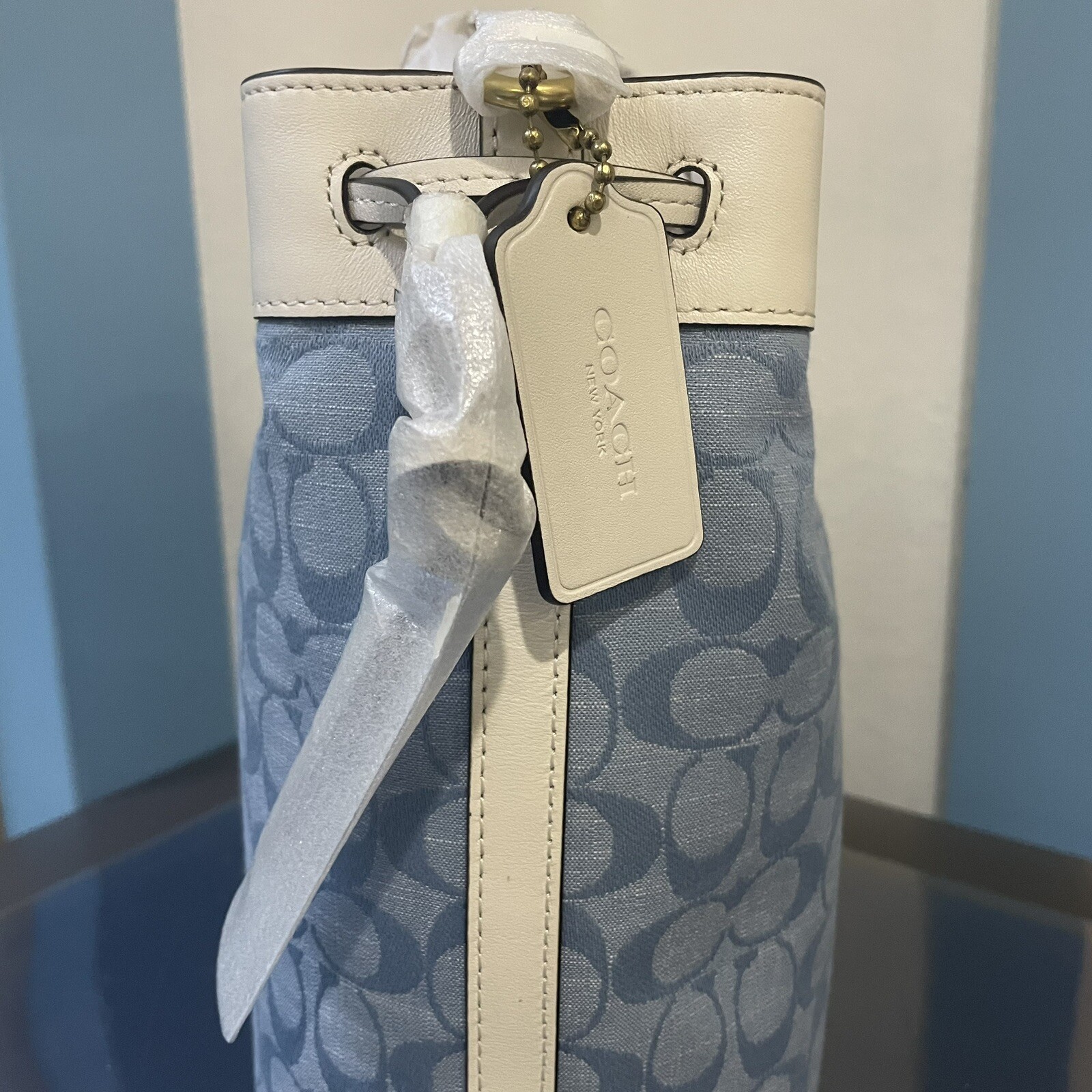 COACH Field Bucket Bag In Signature Jacquard, Blue, NEW WITH TAGS!!