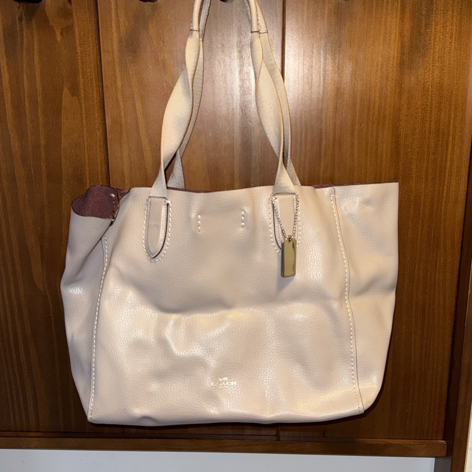 Coach F58660 Derby Tote Light Gray Super Soft Pebbled Leather Shoulder Bag