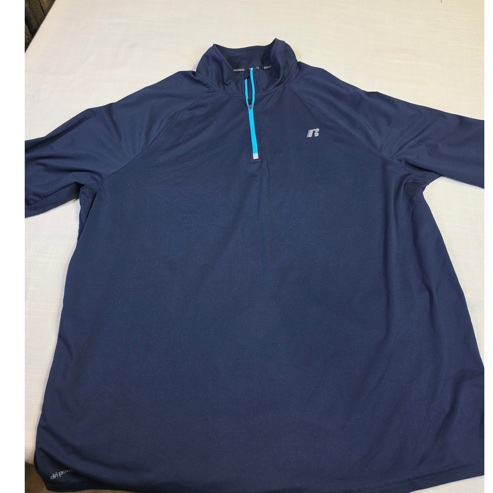 Russell Athletic Dri-Power 360 Mens XL Navy Blue Quarter Zip Pullover Workout