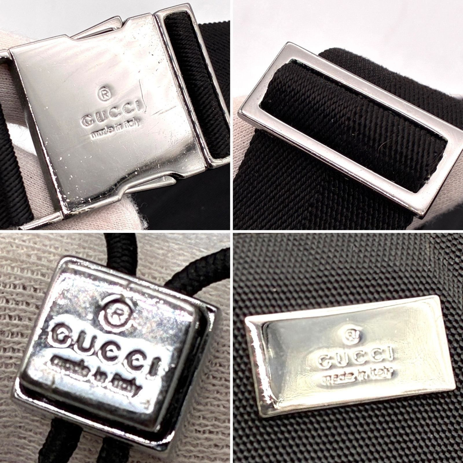 GUCCI Web Stripe Sherry Line Body Bag Black Nylon Crossbody 122350 Italy