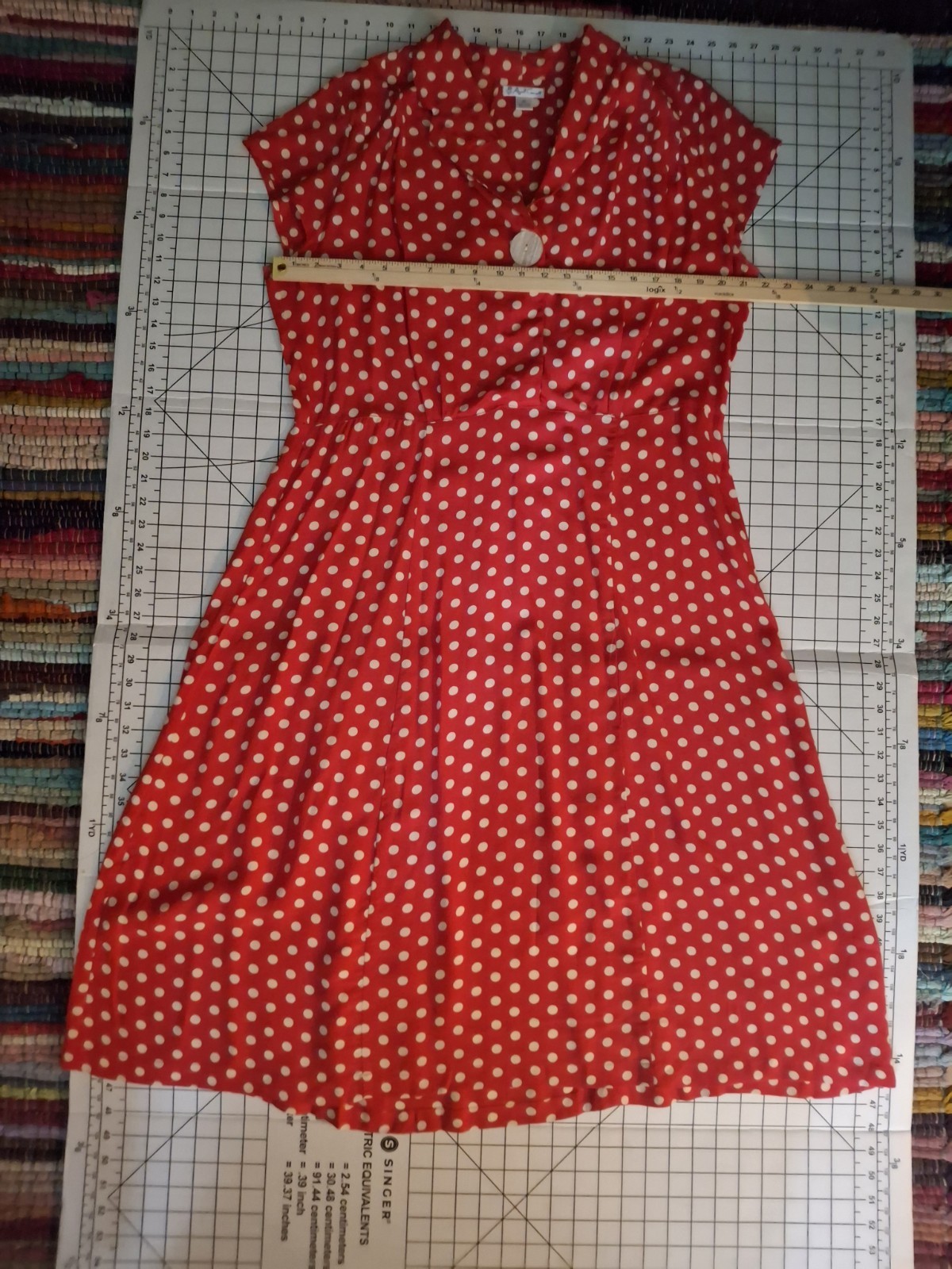 Vintage April Cornell 40s Style Red White Polkadot Dress Fit &Flare XL