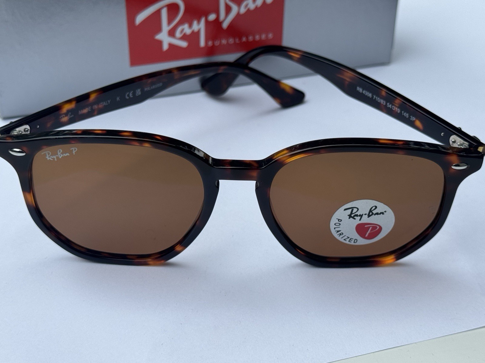 NEW Ray-Ban RB4306 710/83 Polished Light Havana/ Polarized Brown Sunglasses 54mm