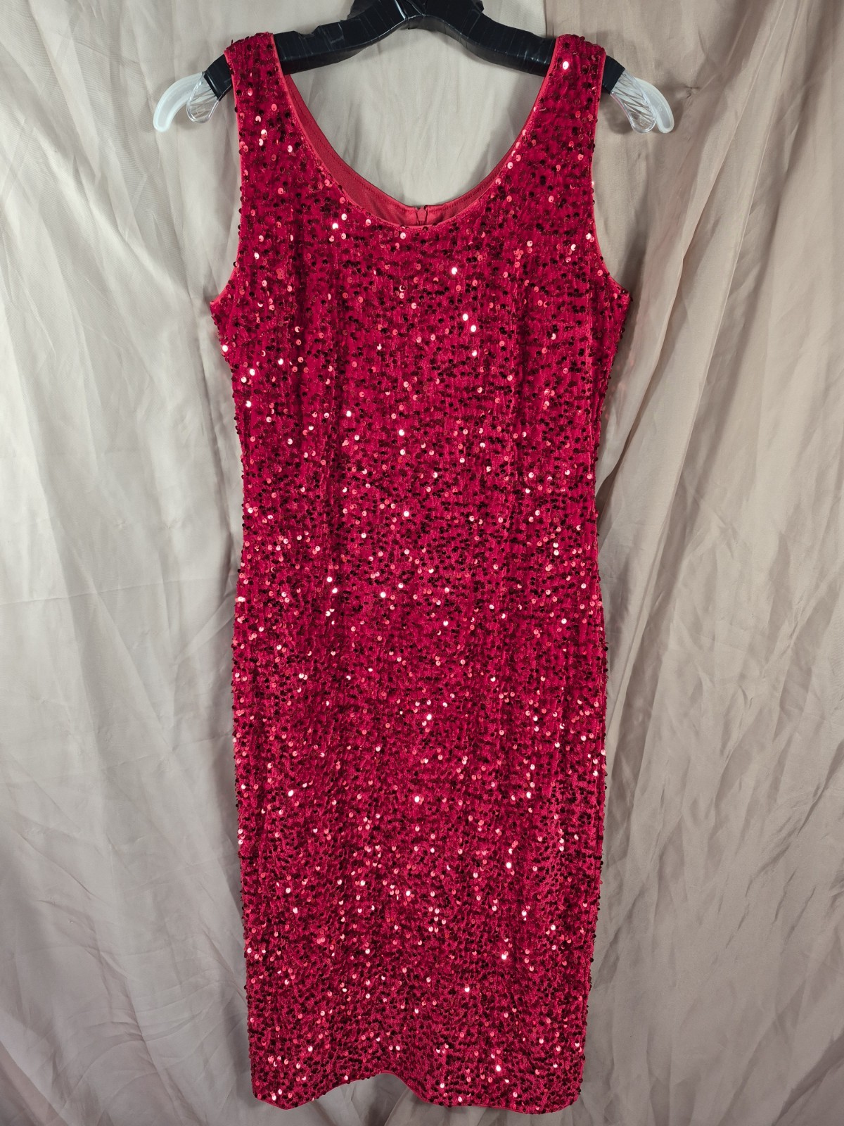 Unknown Source Women’s Red Sequins Shimmering Disco Ball Cocktail Dress Size L