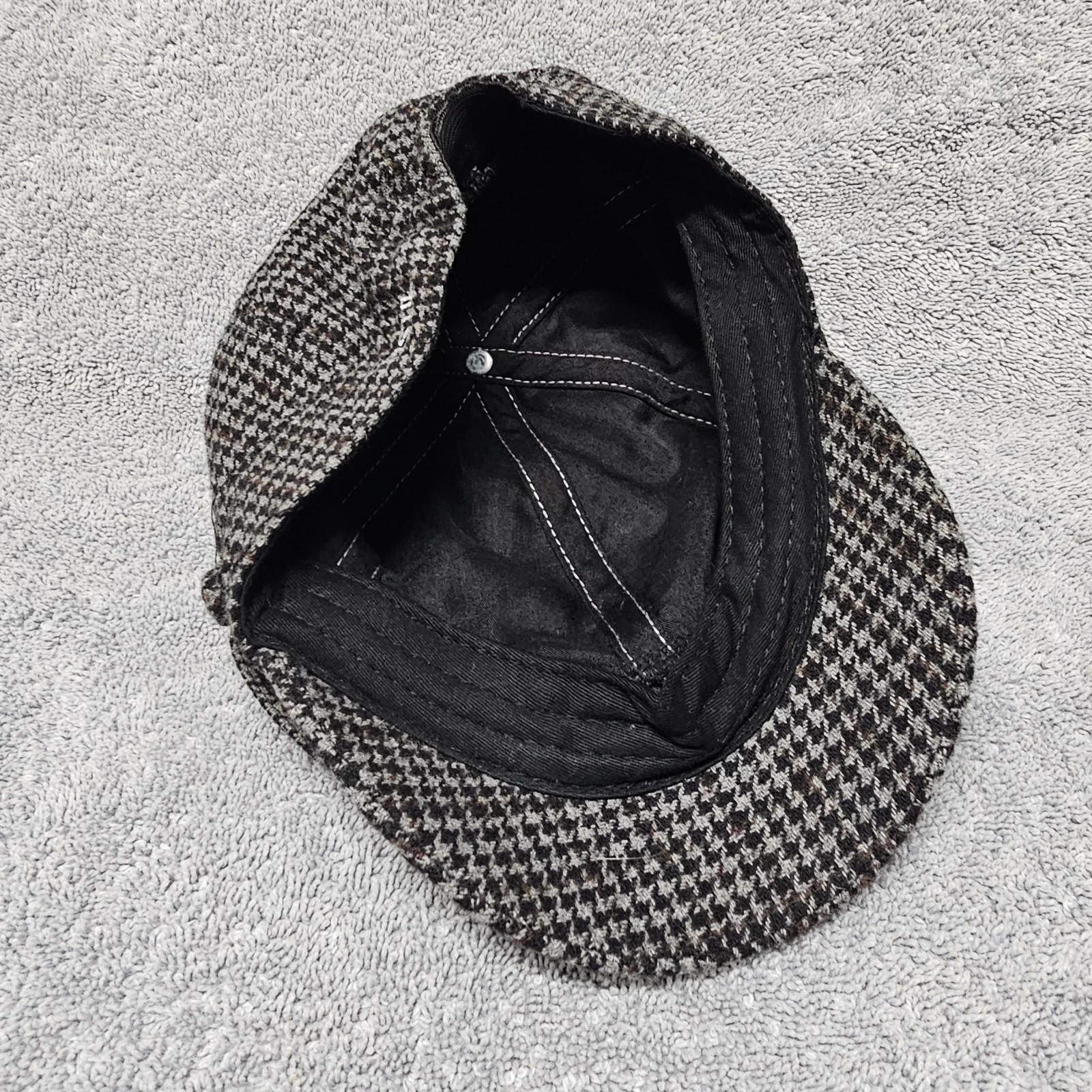 Pistil Cadet Hat Billed Newsboy Cap Wool Blend Gray Hounds tooth O/S