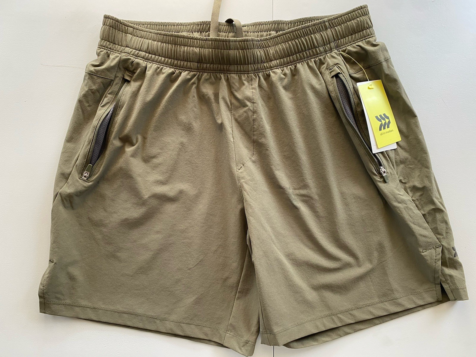 All in Motion Men’s 7″ Woven Athletic Shorts Green S Quick Dry Stretch Pockets