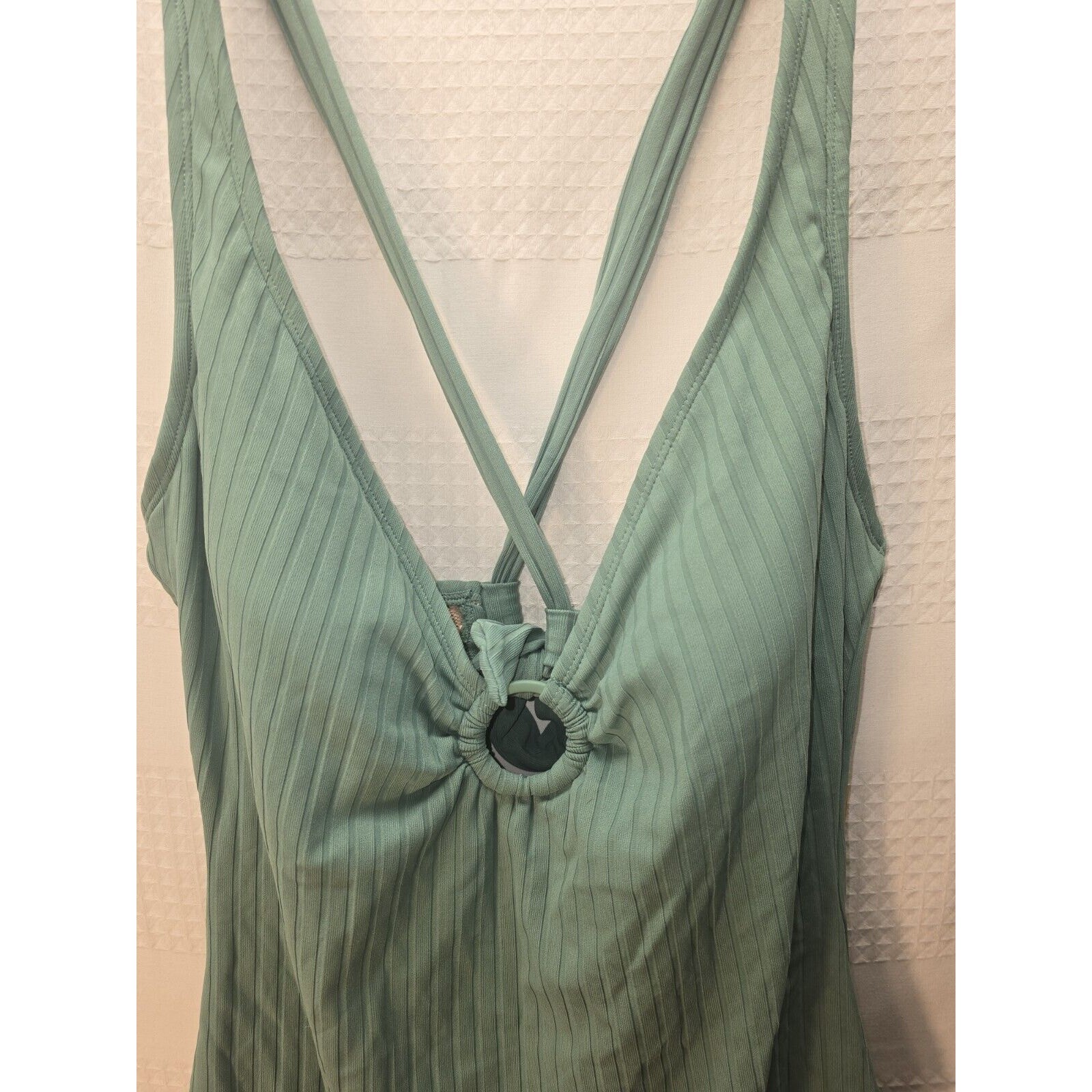 Kona Sol Women’s Large Coverage One Piece Swimsuit Ribbed Swimwear Green 5572