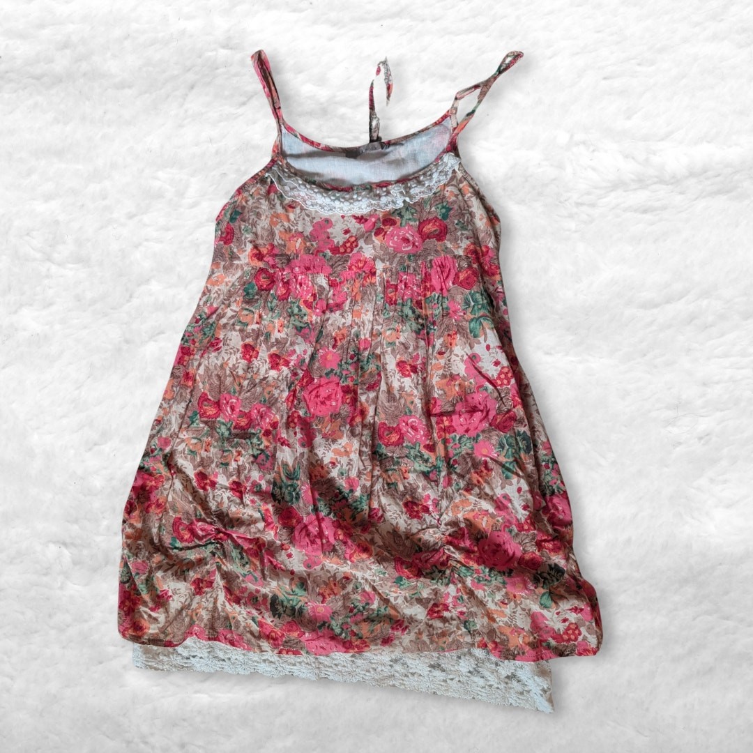 vintage an’ge paris floral lace babydoll cami dress y2k fairycore
