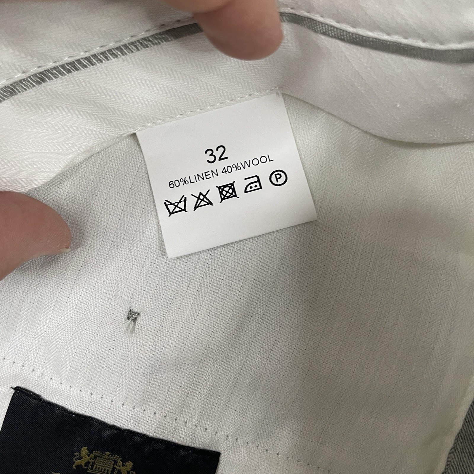 Hawes & Curtis Trouser Pant Men 32 Linen Wool Vitale Barberis Traveller Unhemmed