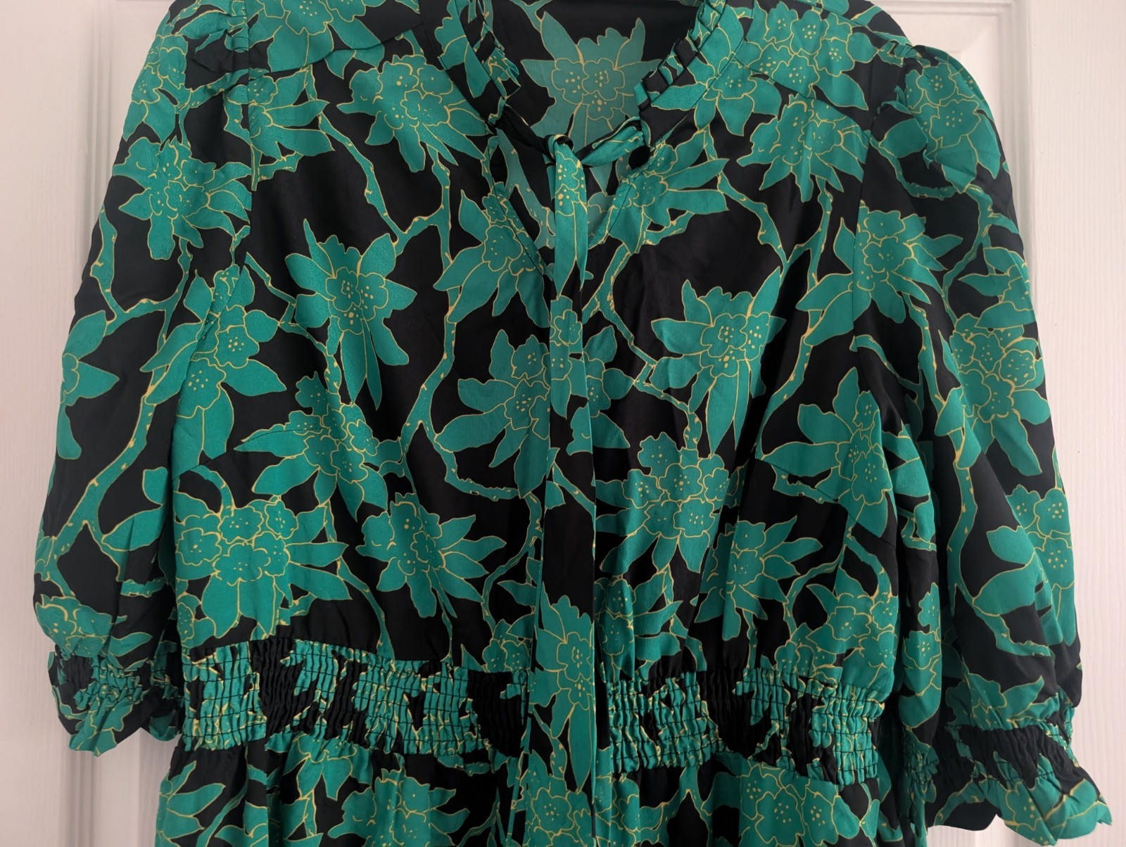 Jolie Moi Green Black 3/4 Sleeve Midi Dress Size 20 (T45)