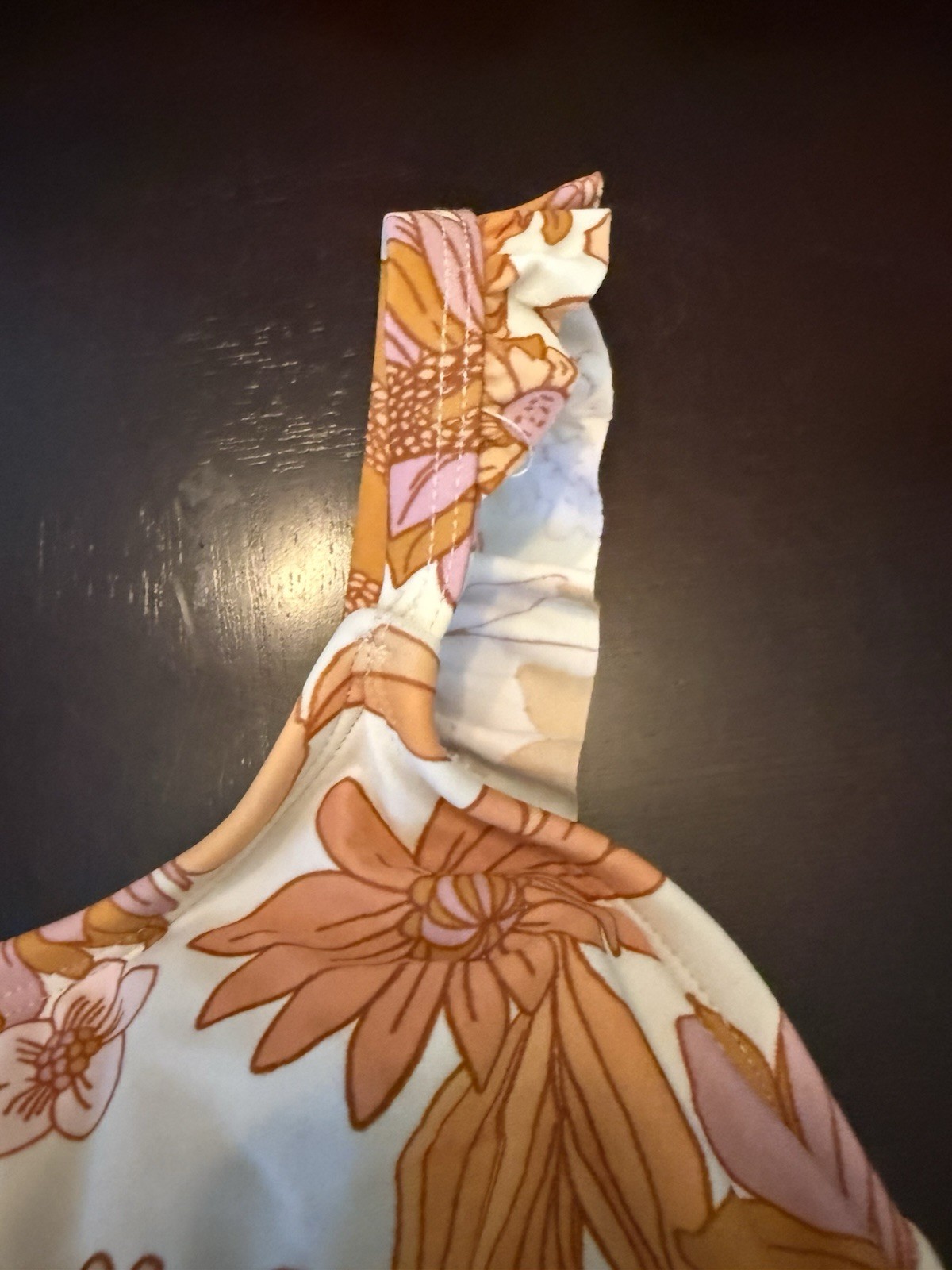 KONA SOL XL One Piece Swimsuit Ruffled Staps Sunflowers Daisy Orange And Mauve