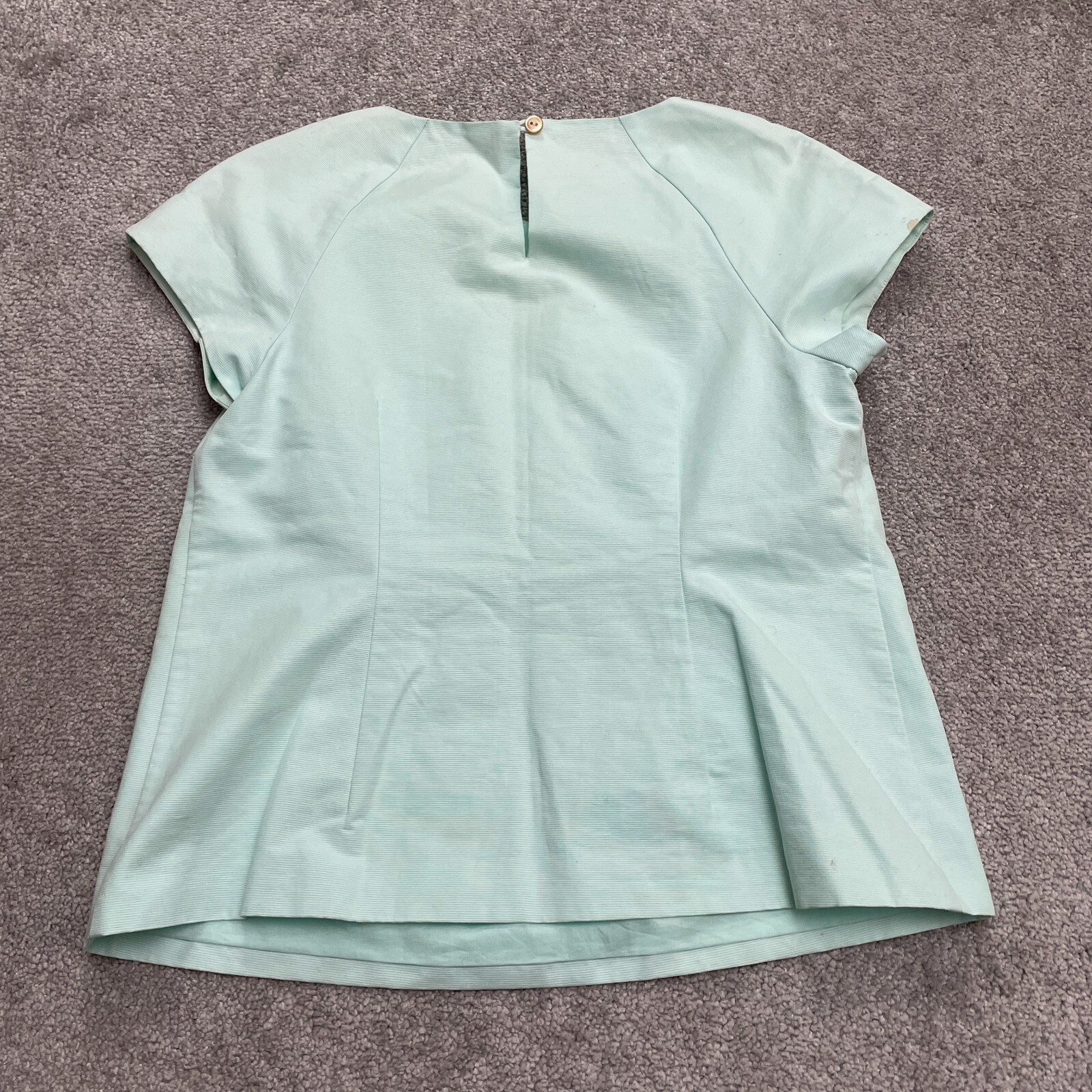Boden Embellished Beaded Floral Top Blouse Womens 10 Min Green Cotton Stretch