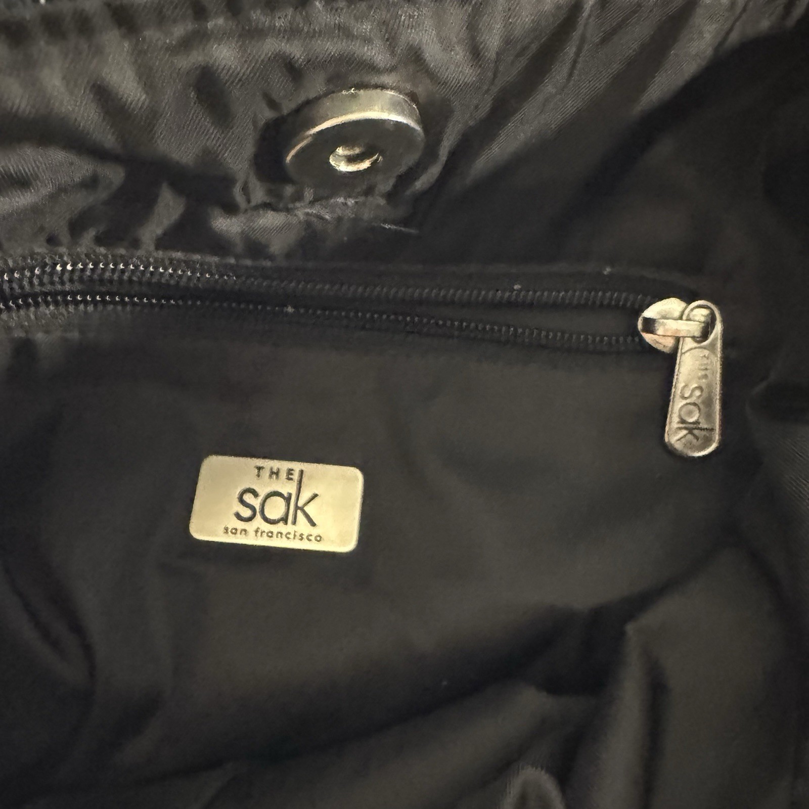 The SAK Bag Shoulder Bag Tight Knit Crochet Purse Woven Zip Close Hobo 14″ NICE!