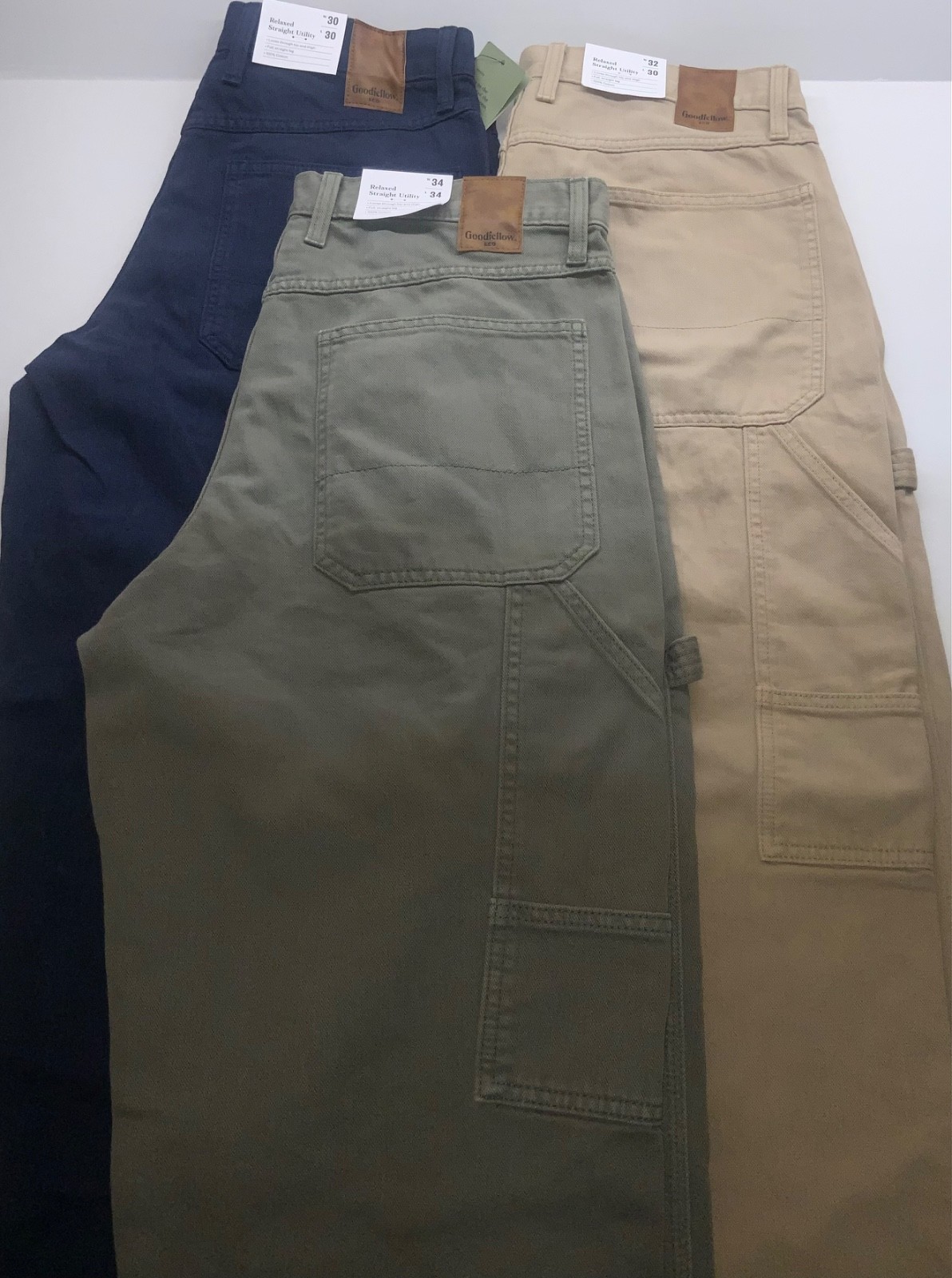 Men’s Vintage Relaxed Straight Fit Utility/Carpenter Pants Midweight Denim